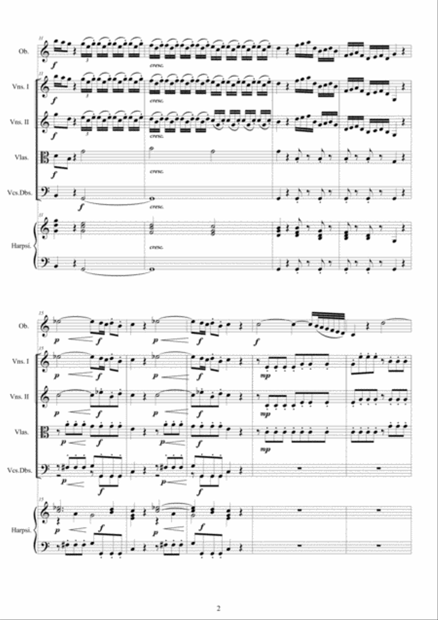 Vivaldi - Oboe Concerto in C major RV 447 for Oboe, Strings and Continuo - Score and Parts Chamber Orchestra scores gallery preview page 2