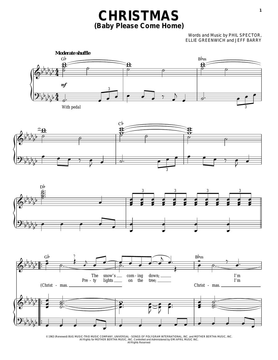 Christmas (Baby Please Come Home) Piano, Vocal scores gallery preview page 1