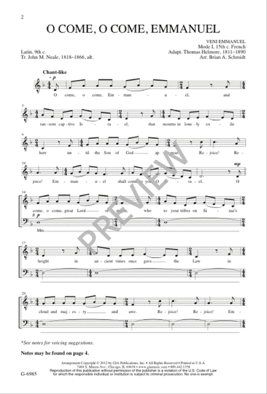O Come, O Come, Emmanuel TTBB scores gallery preview page 2