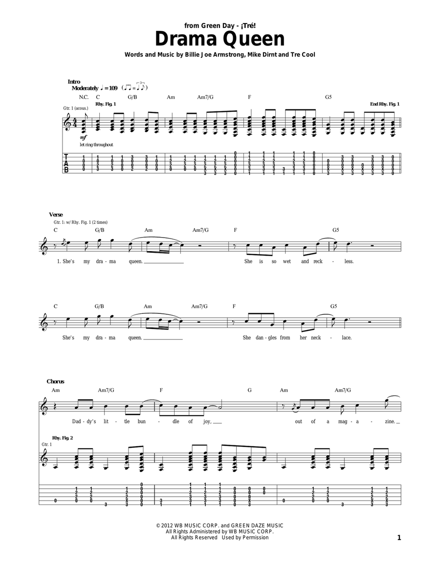 Drama Queen Drama Queen Acoustic Guitar scores gallery preview page 1