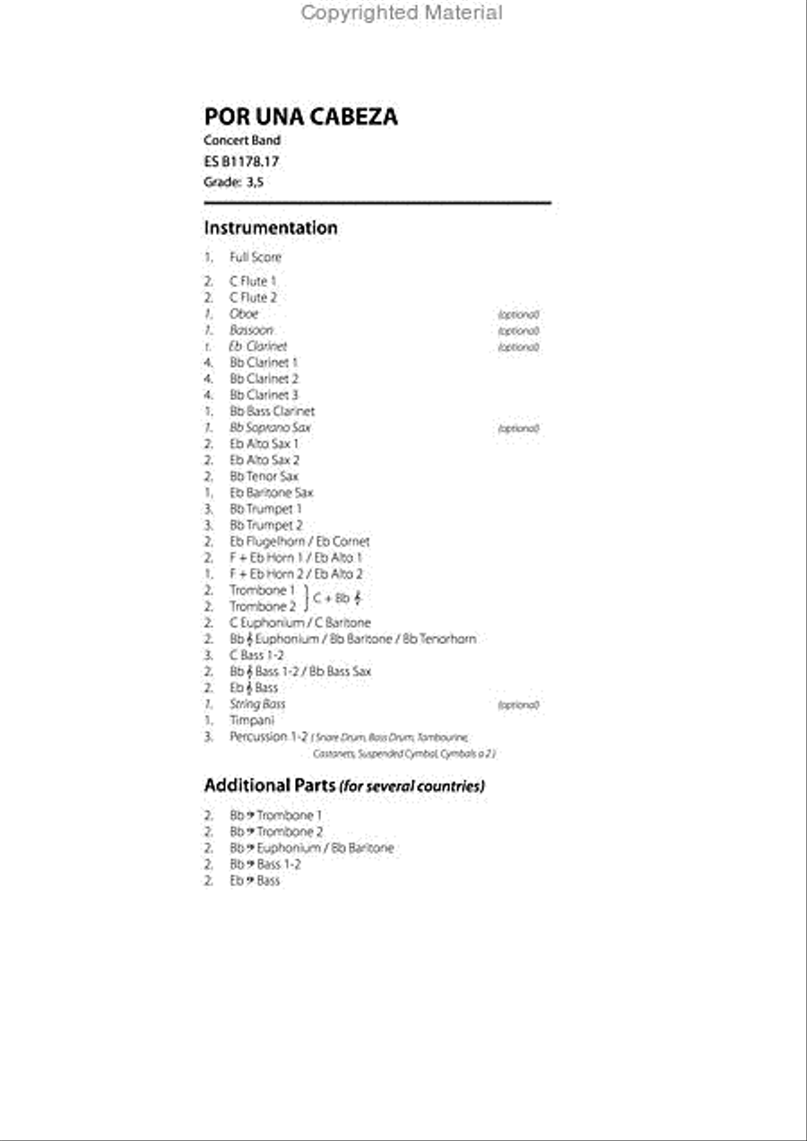 Por Una Cabeza Concert Band scores gallery preview page 2