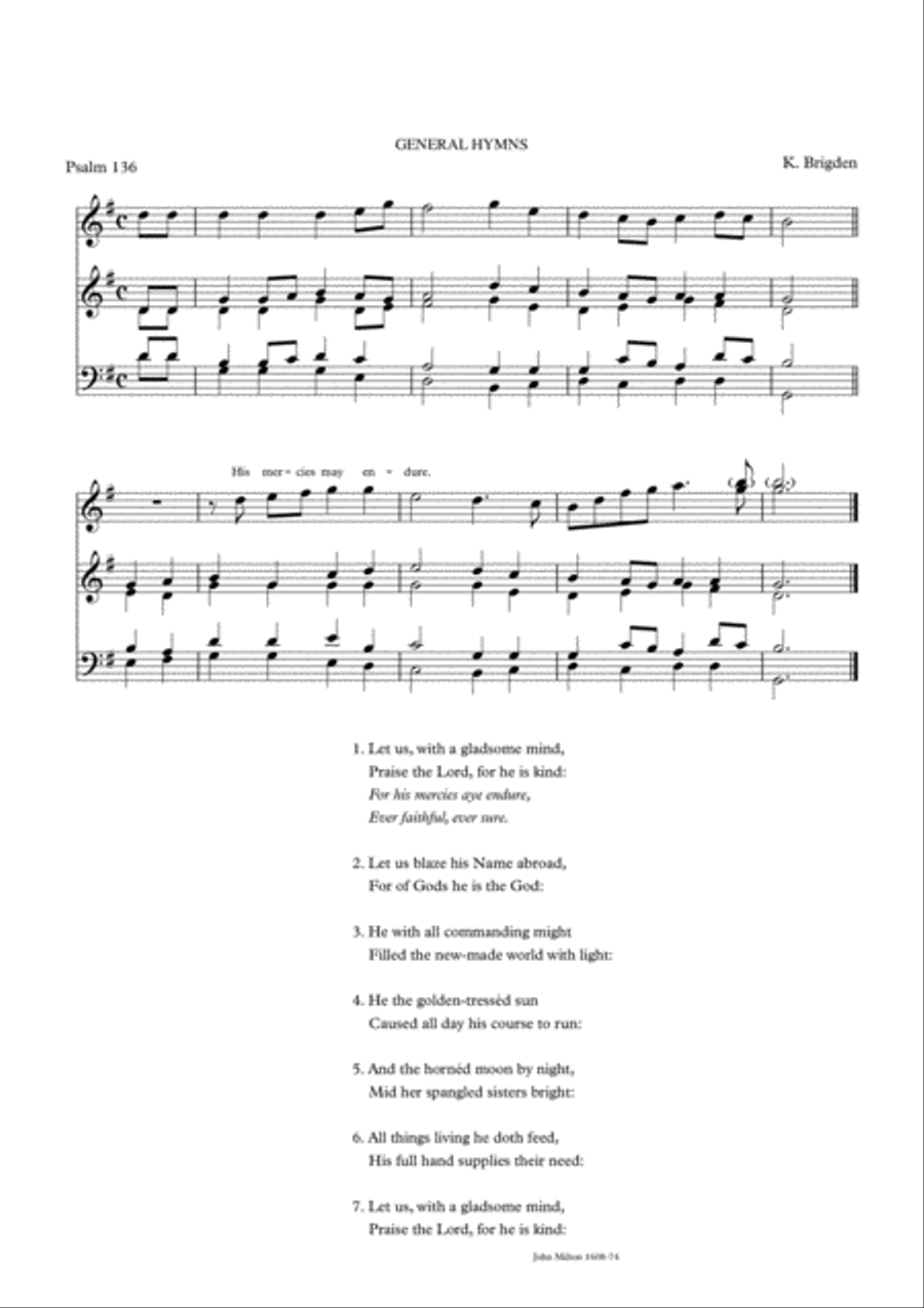 Let us With a Gladsome Mind 4-Part scores gallery preview page 1