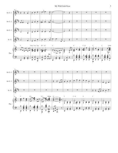 My Wild Irish Rose (Clarinet Choir and Piano) image number null
