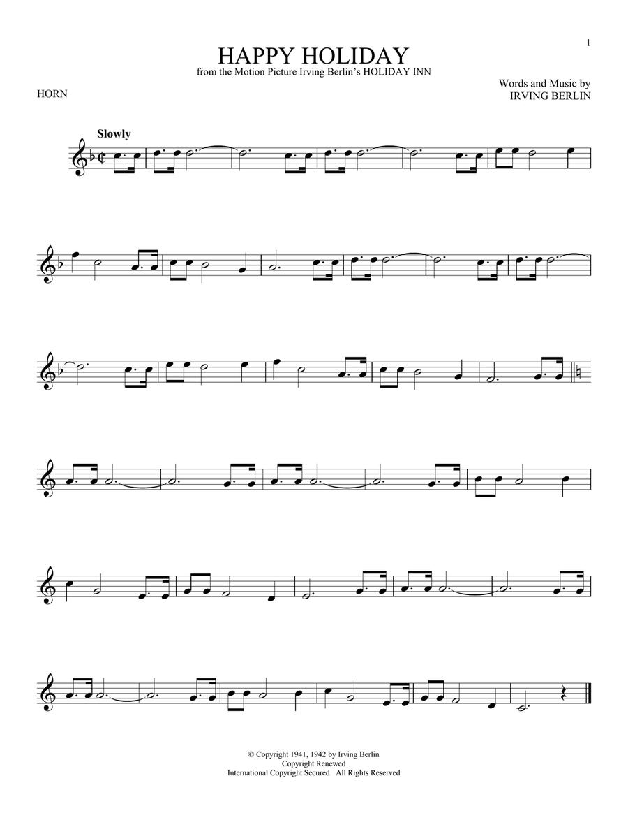 Happy Holiday Horn Solo scores gallery preview page 1