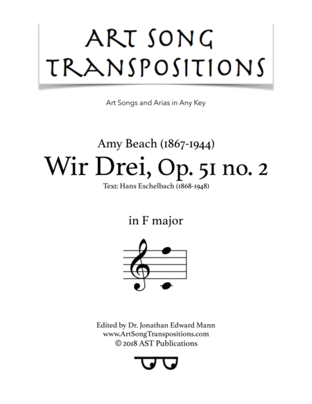 BEACH: Wir Drei, Op. 51 no. 2 (transposed to F major)