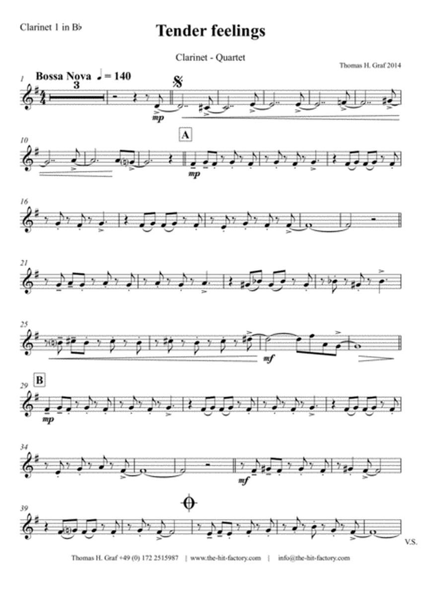 Tender feelings – Bossa Nova - Clarinet Quartet image number null