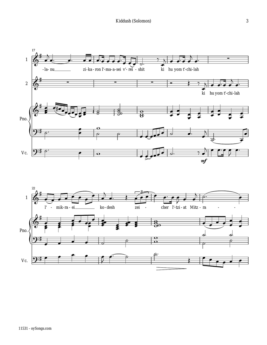 Kiddush Kiddush 2-Part scores gallery preview page 3