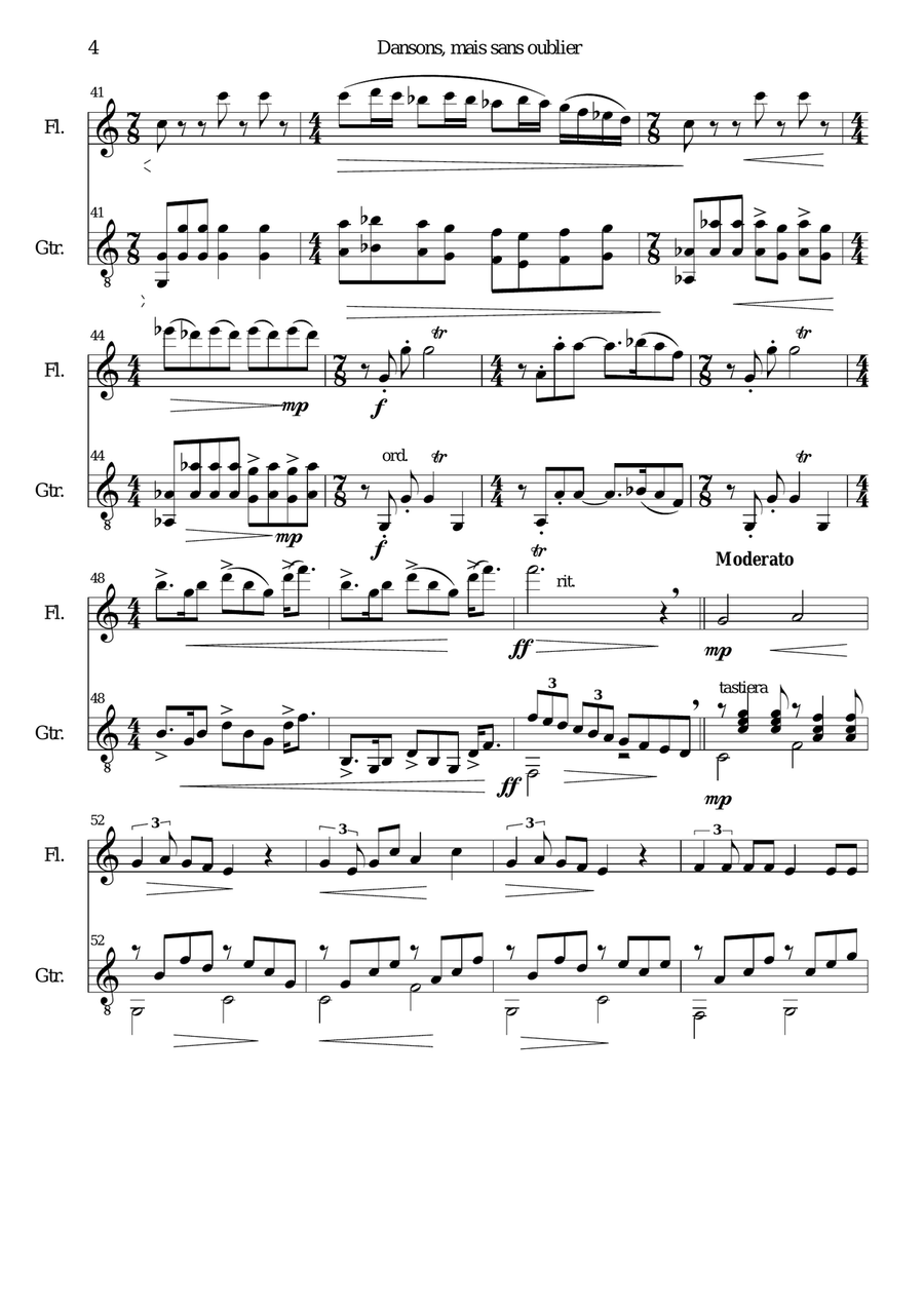 Haitian lullaby (Final movement Dodo Titite - Dansons sans oublier) - flute and guitar Flute scores gallery preview page 4