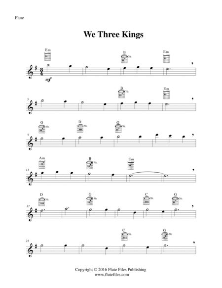 We Three Kings - Flute Solo with Guitar Chords image number null