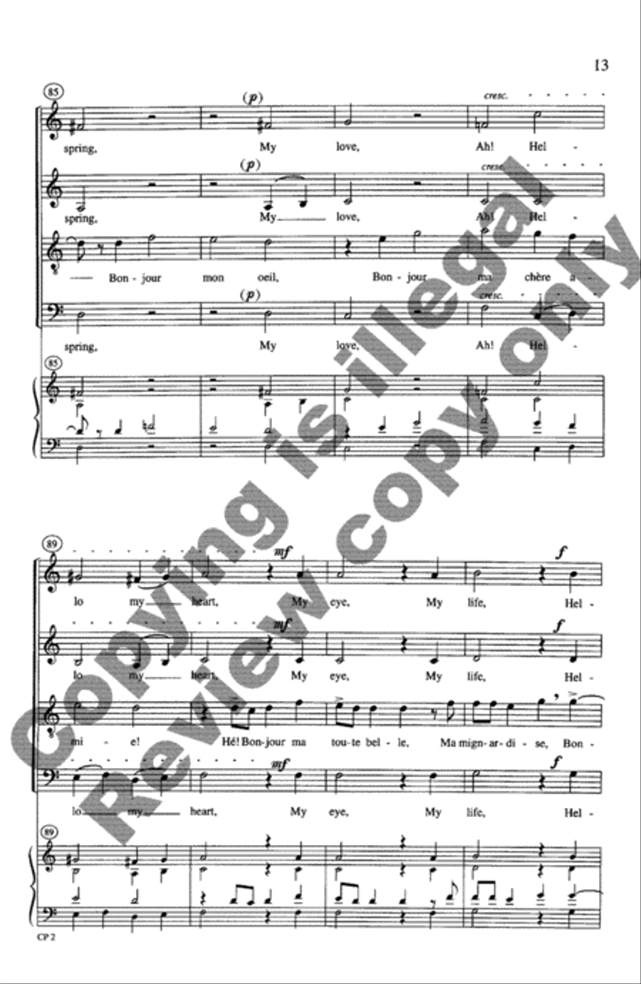 Bon Jour, Mon Coeur Bon Jour, Mon Coeur 4-Part scores gallery preview page 13