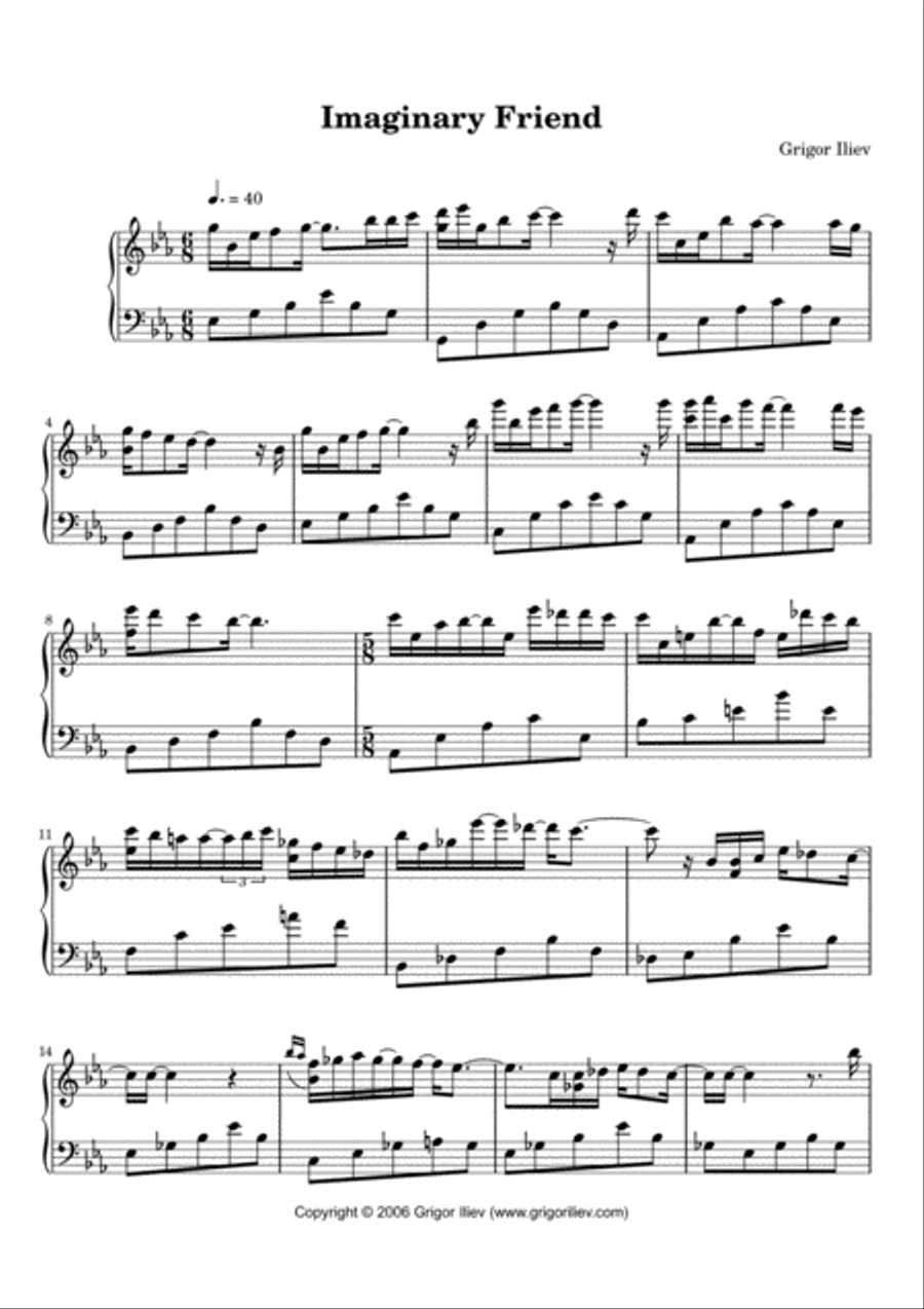 Imaginary Friend Piano Solo scores gallery preview page 1