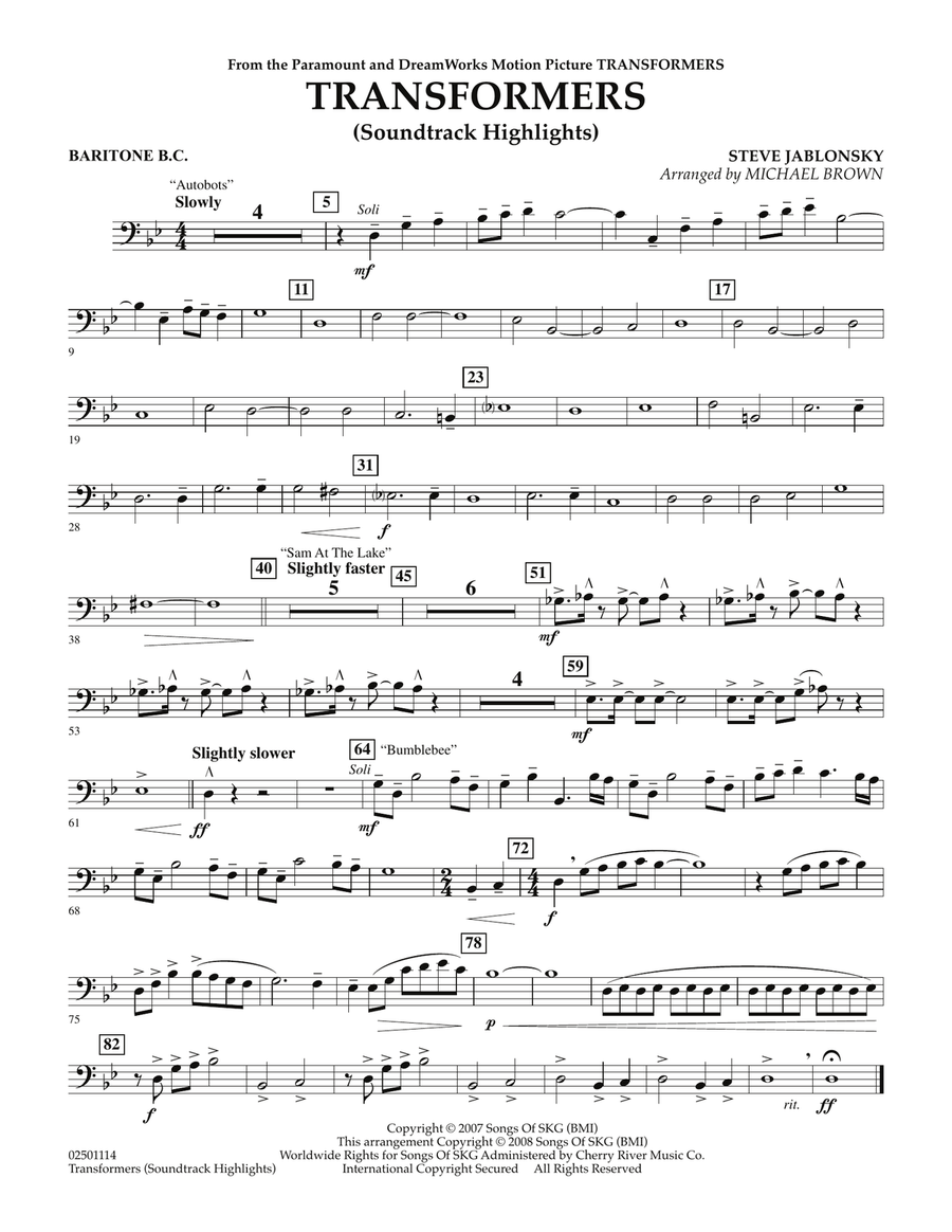 Transformers Soundtrack Highlights - Baritone B.C.