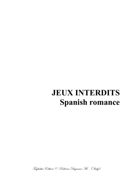 JEUX INTERDITS - Spanish romance - Arr. for Recorder quartet by Renato Tagliabue Small Ensemble - Digital Sheet Music