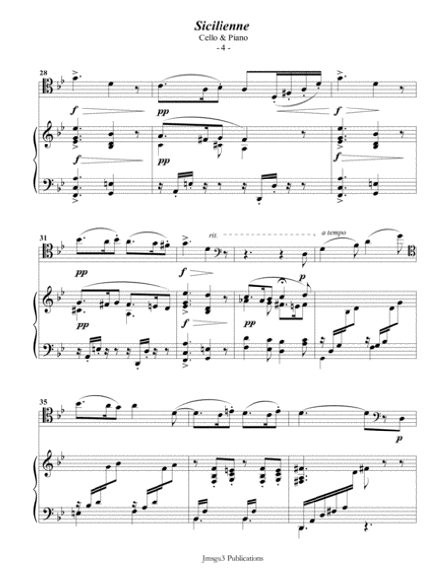 Fauré: Sicilienne for Cello & Piano Piano scores gallery preview page 5