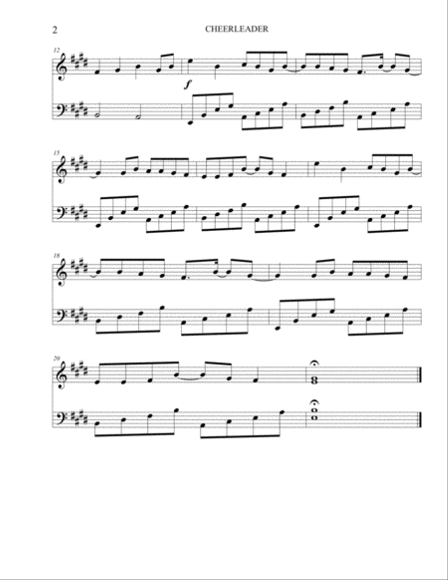 Cheerleader Easy Piano scores gallery preview page 3