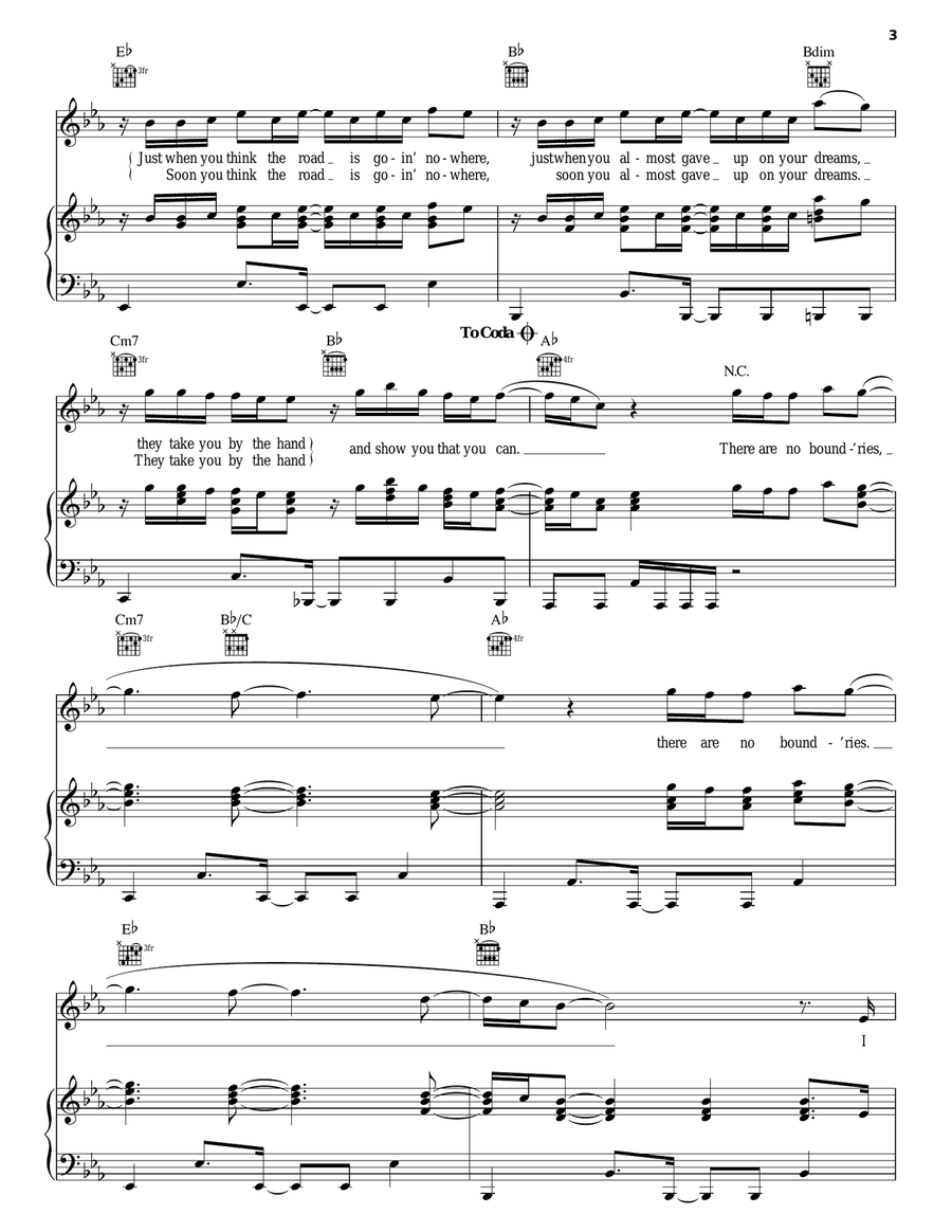 No Boundaries Piano, Vocal, Guitar scores gallery preview page 3