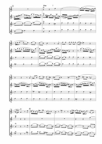J S Bach Aus Liebe from St Matthew Passion, BWV 244. Flute quartet (Picc, Fl, A-Fl & Bass Fl) image number null