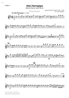 Alla Hornpipe by Handel - String Quartet (Individual Parts)