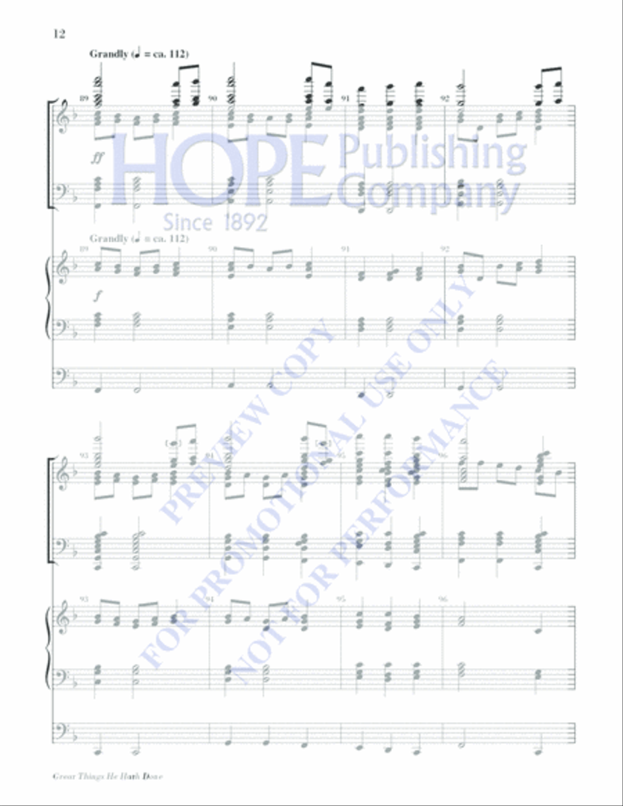 Great Things He Hath Done Handbell Choir scores gallery preview page 12