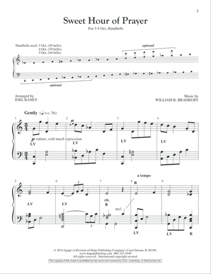 Sweet Hour of Prayer Sweet Hour of Prayer 5-Octaves scores gallery preview page 3