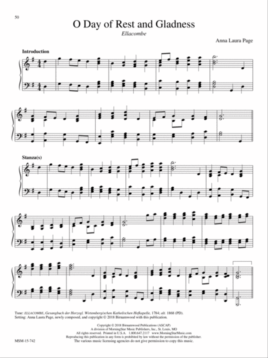 O Day of Rest and Gladness Piano Solo scores gallery preview page 1