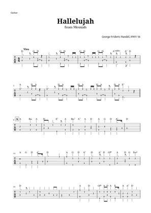 Hallelujah by Handel for Guitar Tab with Chords