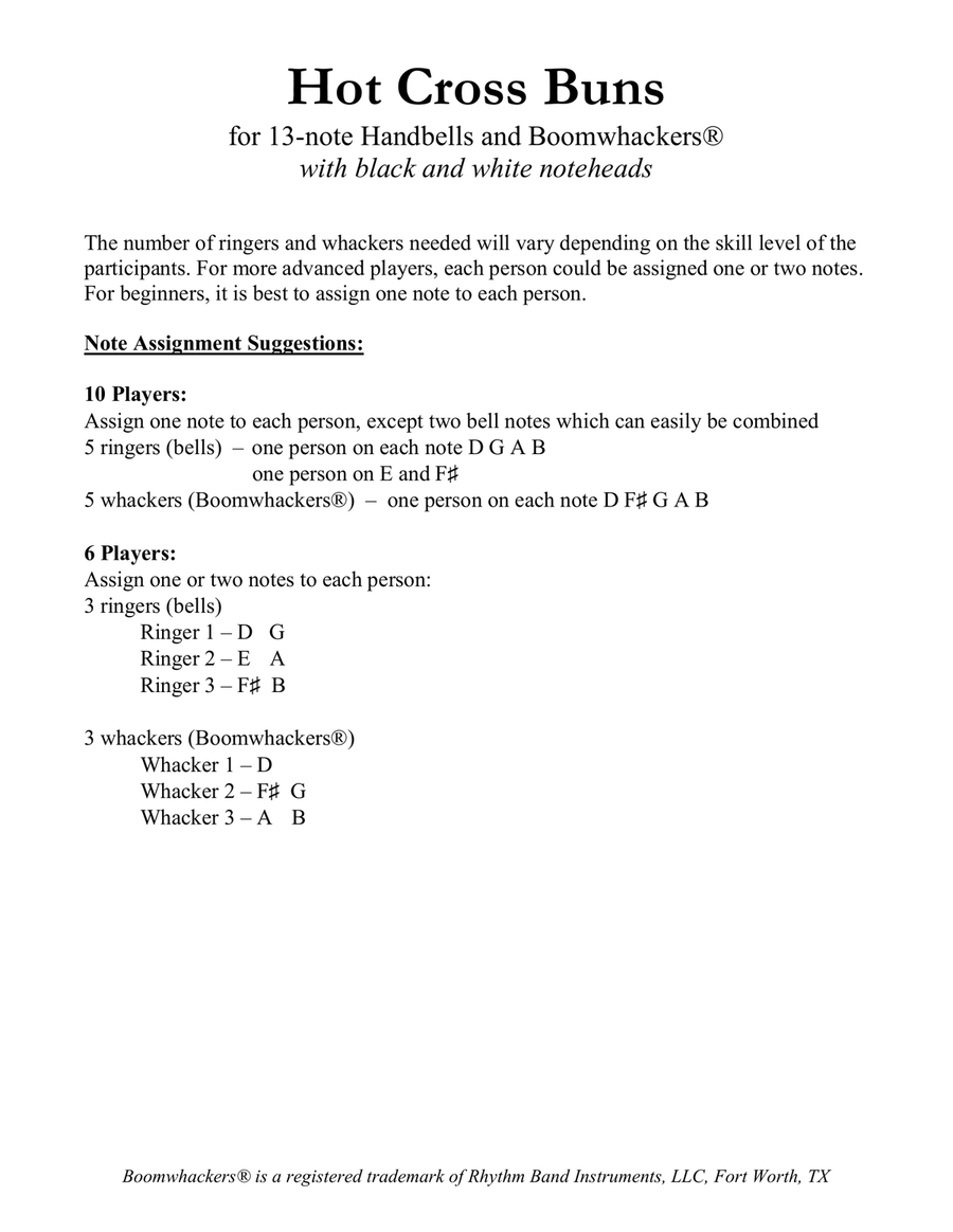 Hot Cross Buns (for 13-note Bells and Boomwhackers with Black and White Notes) Handbell Choir scores gallery preview page 4
