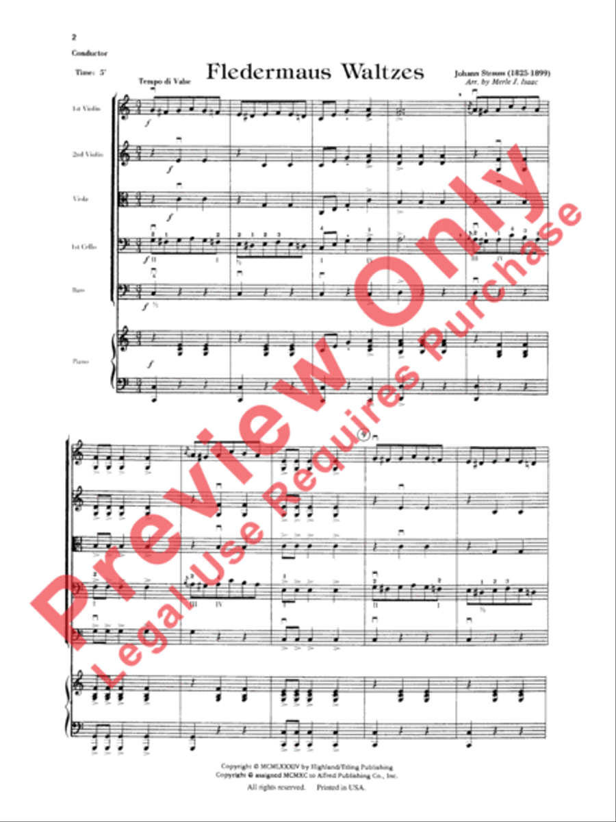Fledermaus Waltzes String Orchestra scores gallery preview page 3