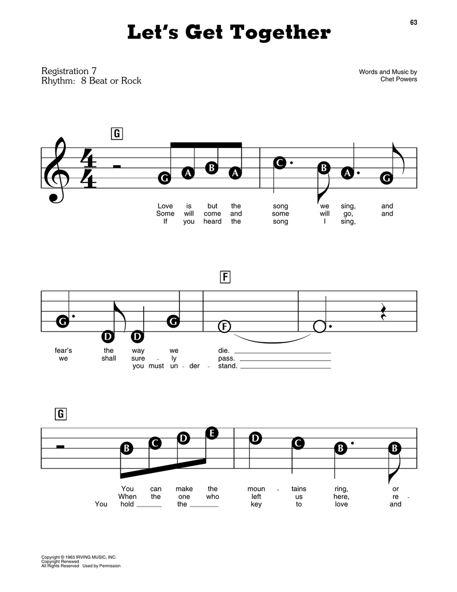 Let's Get Together (Get Together) Electronic Keyboard scores gallery preview page 1