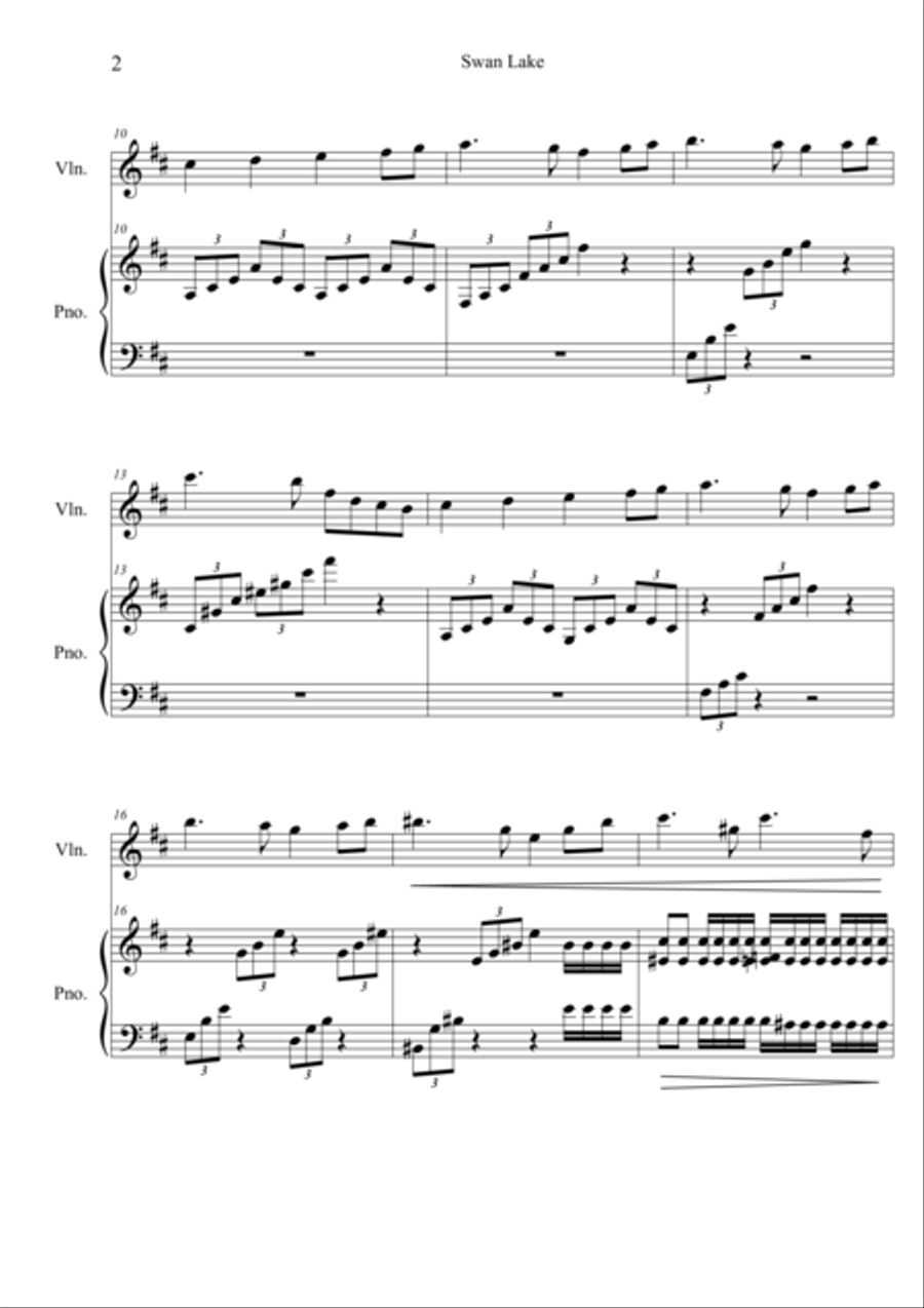Tchaikovsky's The Flight of Swans - Score and Parts String Duet scores gallery preview page 3