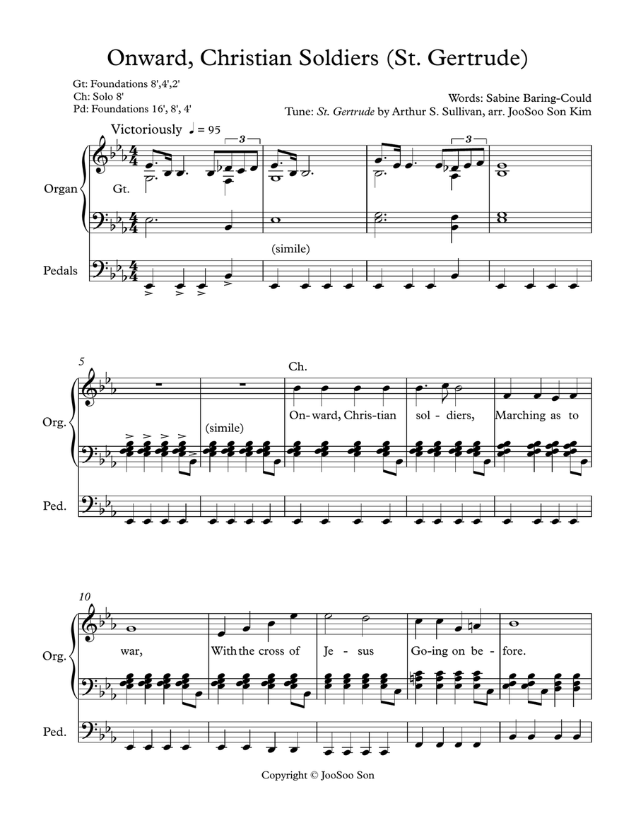 Onward, Christian Soldiers (St. Gertrude) Organ Solo scores gallery preview page 1