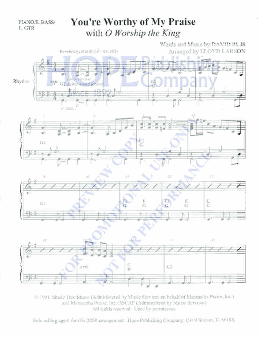 You're Worthy of My Praise with O Worship the King 4-Part scores gallery preview page 2