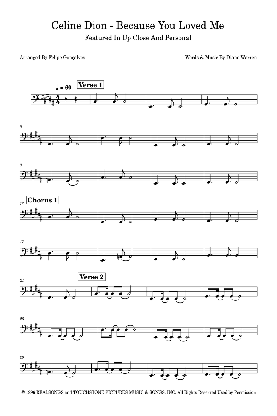 Because You Loved Me Acoustic Guitar scores gallery preview page 1