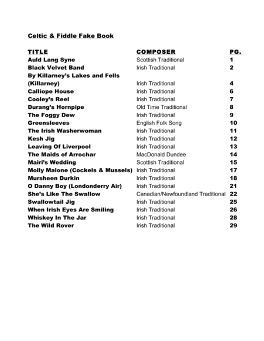 Celtic & Fiddle Fake Book - Popular Irish, Scottish, Celtic and 