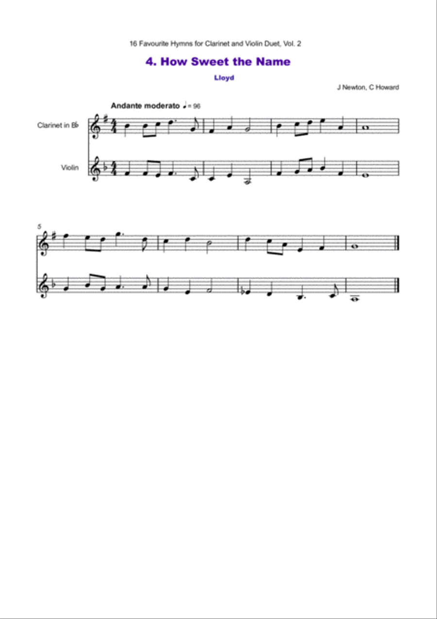 16 Favourite Hymns Vol.2 for Clarinet and Violin Duet Clarinet scores gallery preview page 5