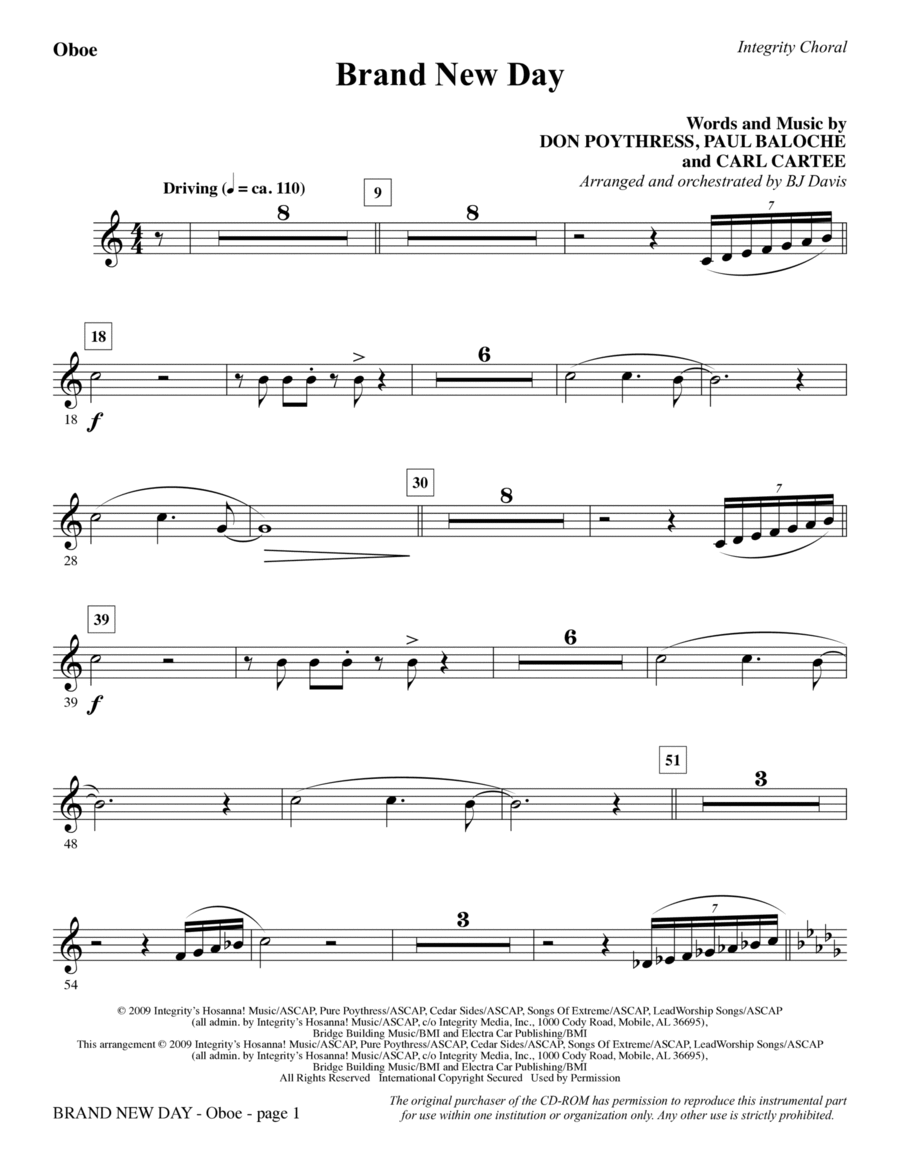 Brand New Day - Oboe Brand New Day - Oboe Choir scores gallery preview page 1