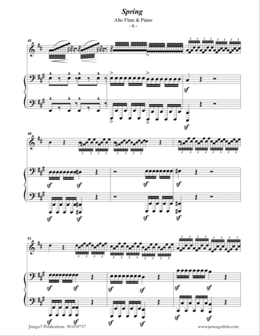 Vivaldi: Spring from the Four Seasons for Alto Flute & Piano Flute scores gallery preview page 6