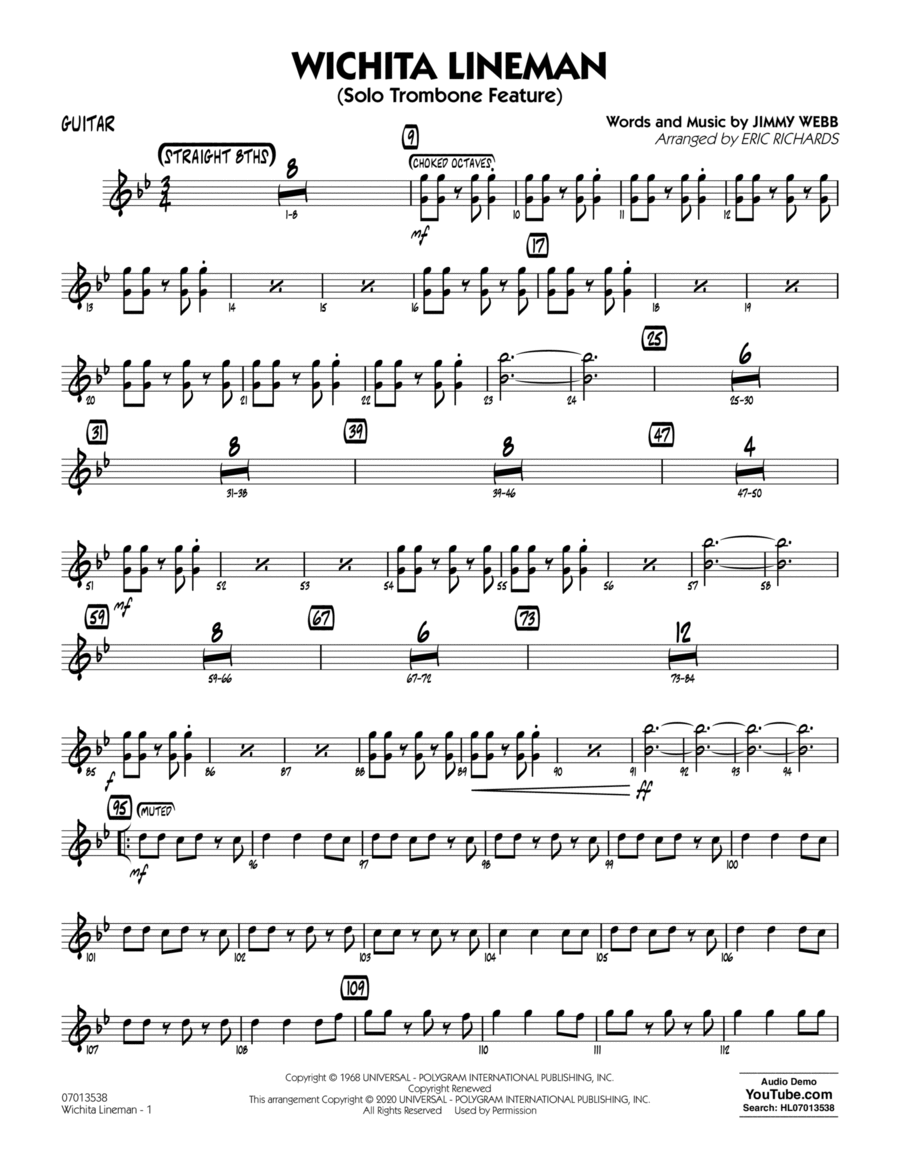 Wichita Lineman (arr. Eric Richards) - Guitar Jazz Ensemble scores gallery preview page 1