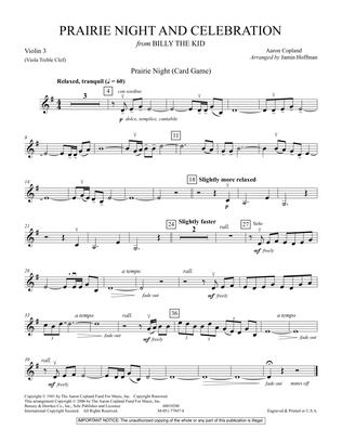 Prairie Night And Celebration (from Billy The Kid) - Violin 3 (Viola T.C.)