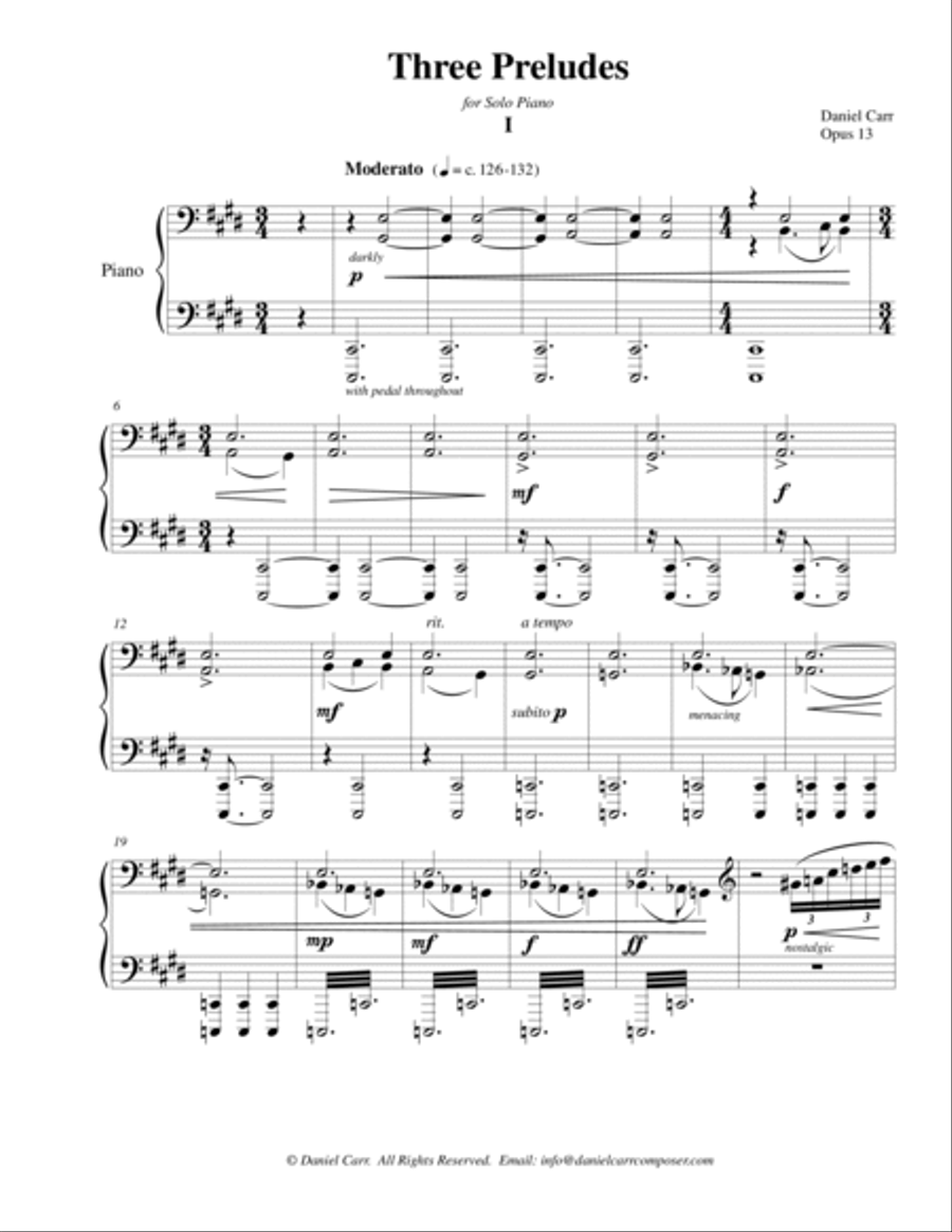 Three Preludes for Solo Piano - Opus 13 Piano Solo scores gallery preview page 3
