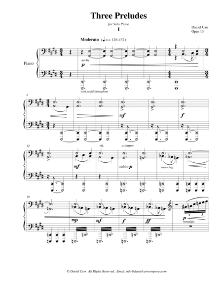 Three Preludes for Solo Piano - Opus 13 Piano Solo - Digital Sheet Music