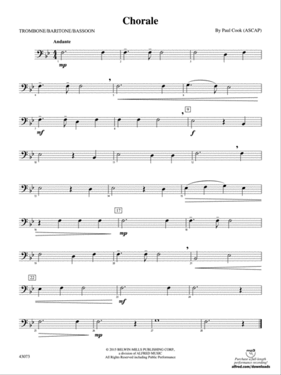 Chorale: 1st Trombone Chorale: 1st Trombone Concert Band scores gallery preview page 1