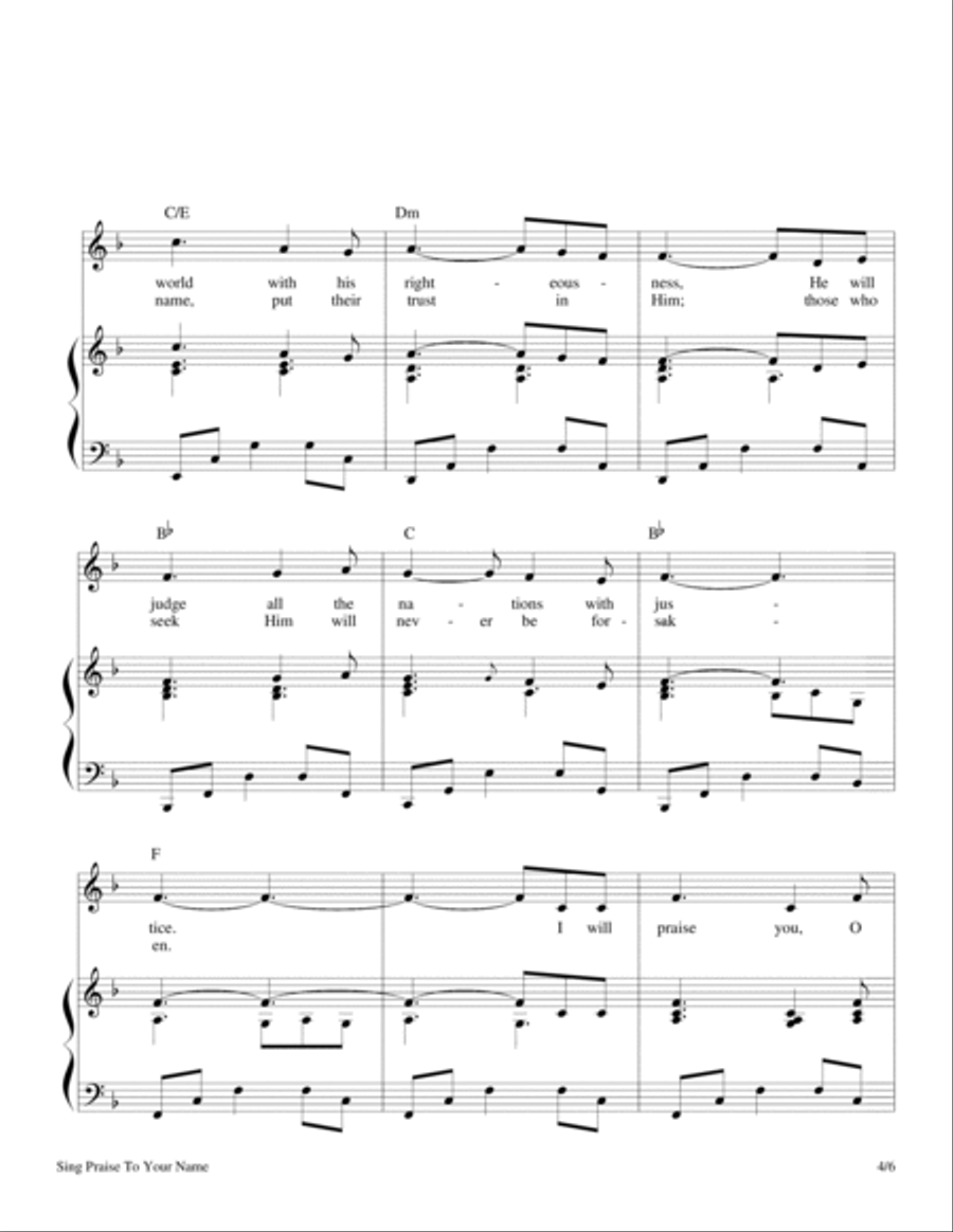 Sing Praise to Your Name (Psalm 9) Piano, Vocal, Guitar scores gallery preview page 4