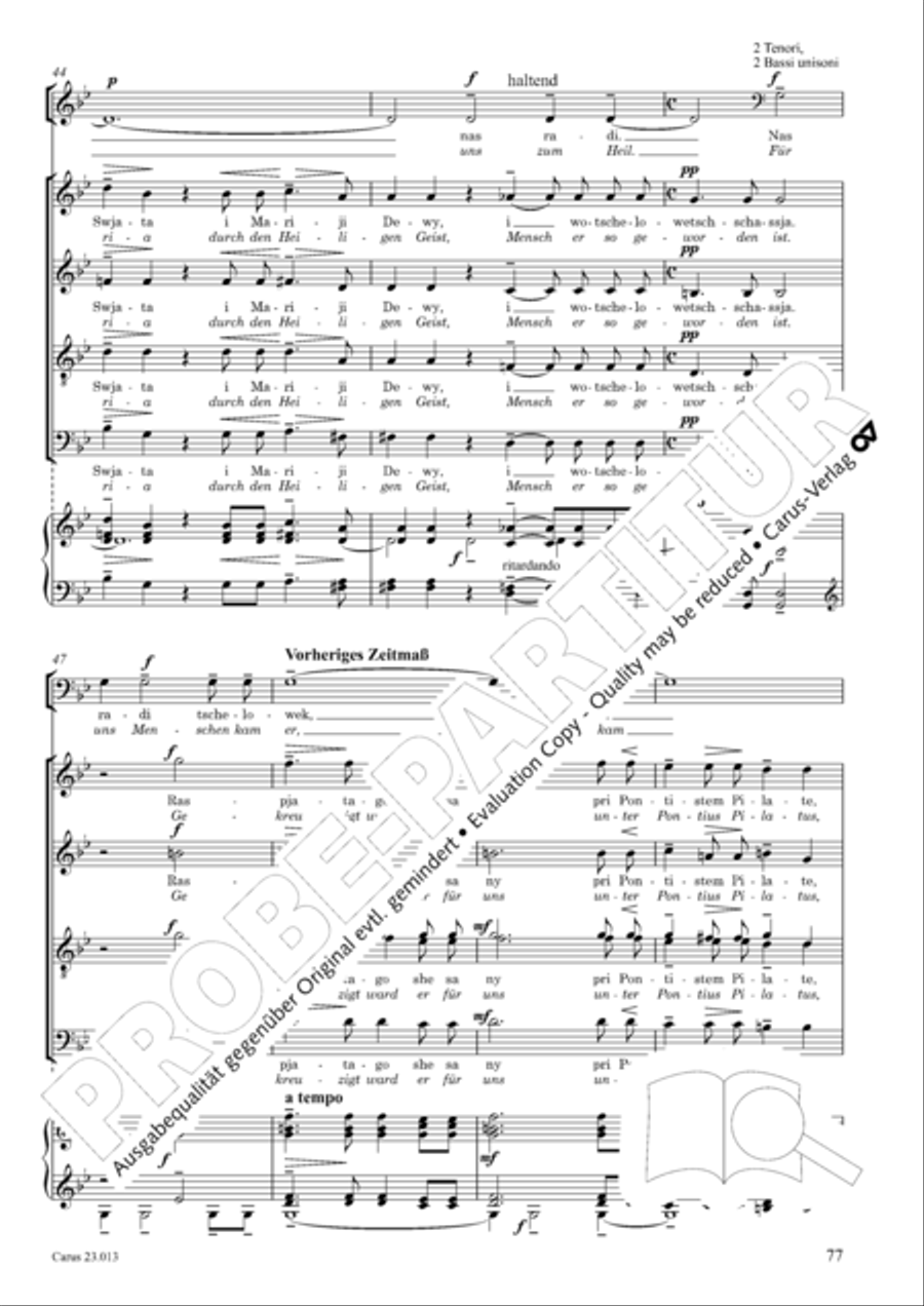 Liturgy of St. John Chrysostom op. 31 for mixed choir a cappella (Chrysostomos-Liturgie op. 31 fur Chor a cappella mit singbarem deutschem Text) A Cappella scores gallery preview page 99