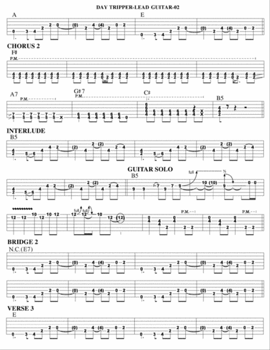 Day Tripper Guitar Tablature scores gallery preview page 2
