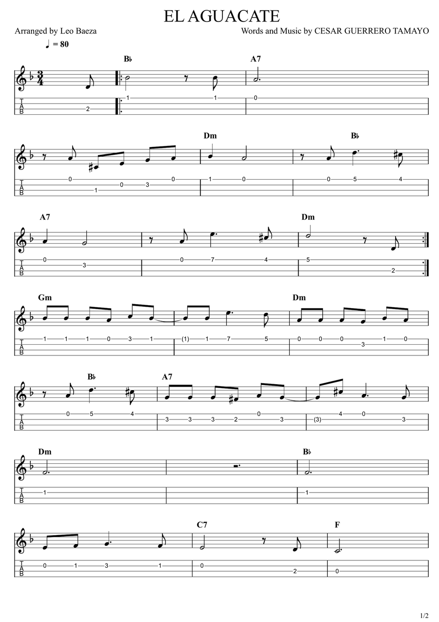 EL AGUACATE EL AGUACATE Ukulele scores gallery preview page 1