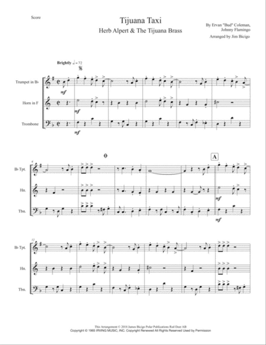 Tijuana Taxi Horn scores gallery preview page 1