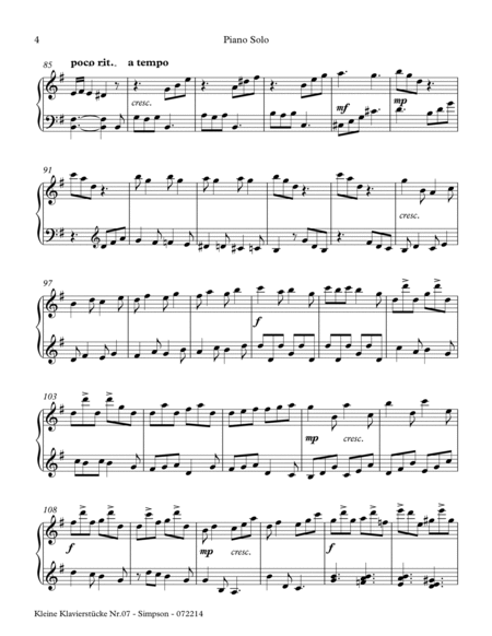 Kleine Klavierstücke Nr. 07 in G major for Piano solo image number null