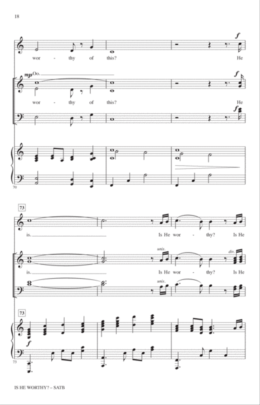Is He Worthy? (arr. Heather Sorenson) 4-Part scores gallery preview page 17