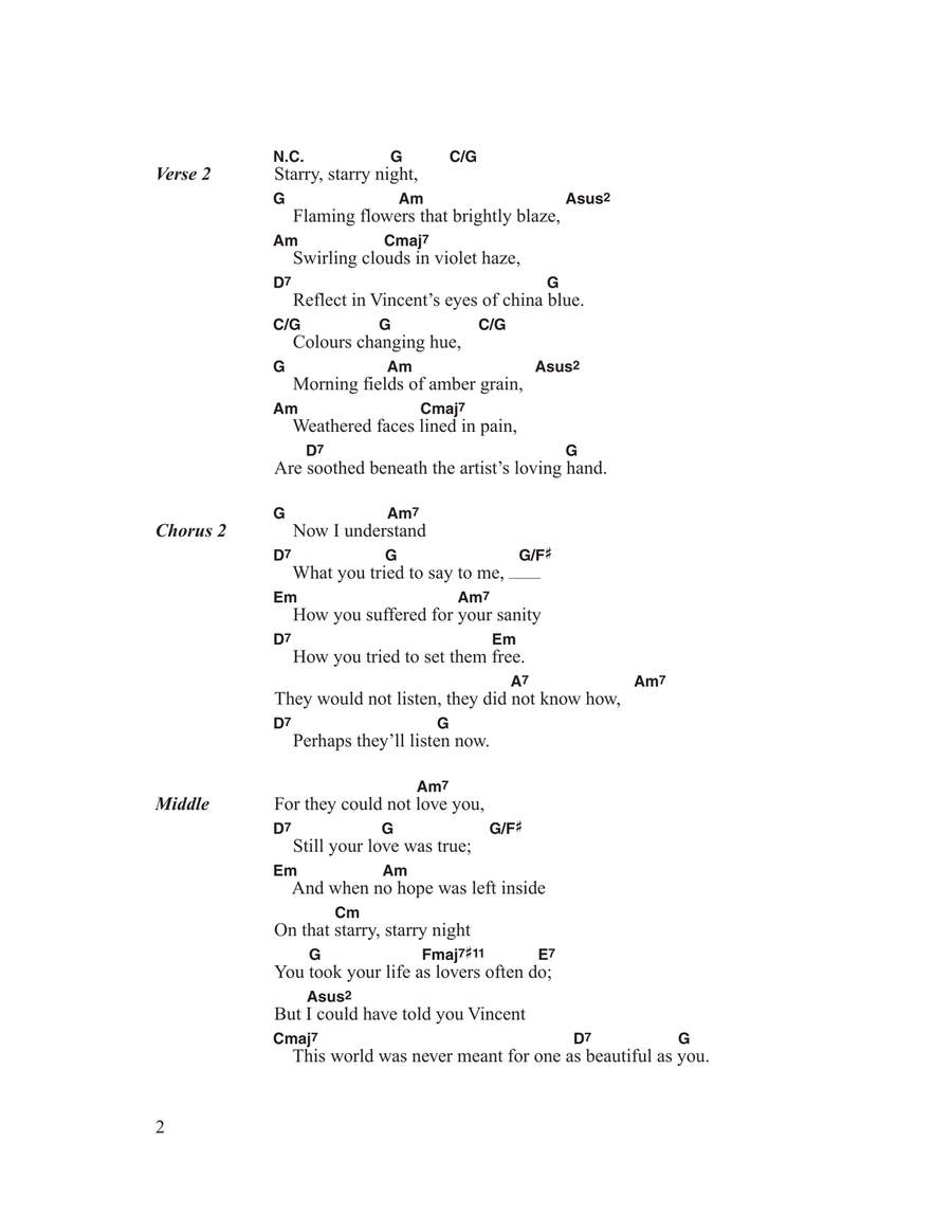 Vincent (Starry Starry Night) Guitar scores gallery preview page 2